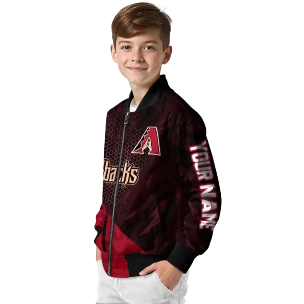 personalized arizona diamondbacks hexagon mesh red black bomber jacket trendy.webp