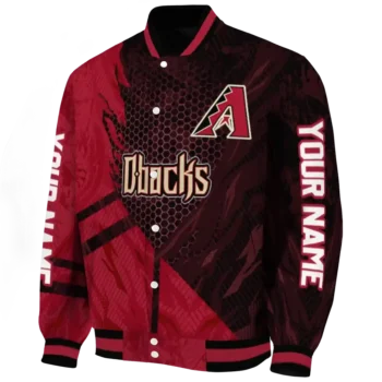 personalized arizona diamondbacks hexagon mesh red black varsity jacket best selling