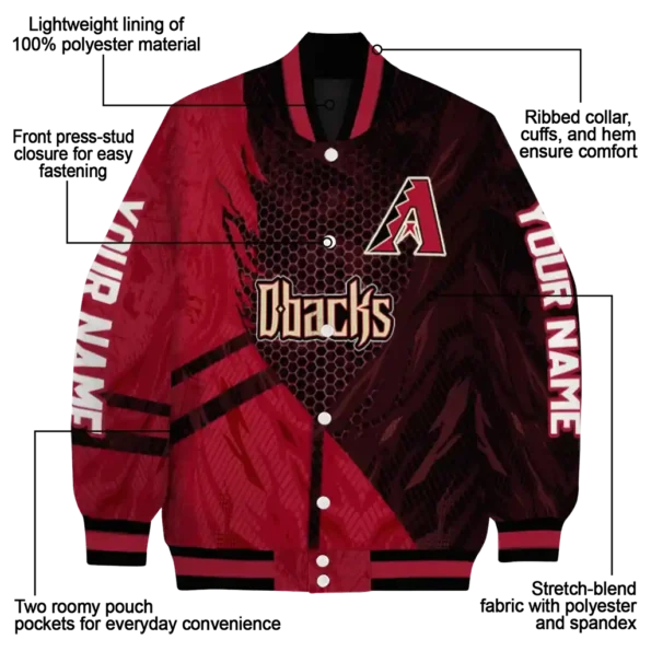 personalized arizona diamondbacks hexagon mesh red black varsity jacket new arrival