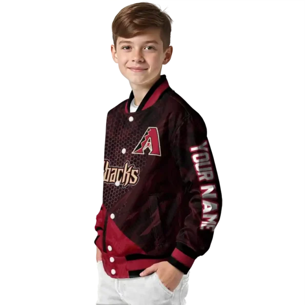 personalized arizona diamondbacks hexagon mesh red black varsity jacket trendy