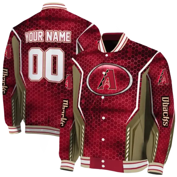 personalized arizona diamondbacks power plate red varsity jacket fashion forward