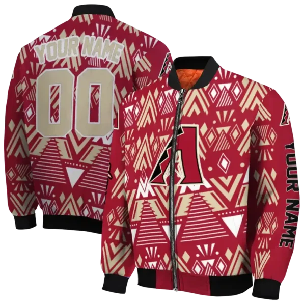 personalized arizona diamondbacks pyramid shapes red bomber jacket fashion forward.webp