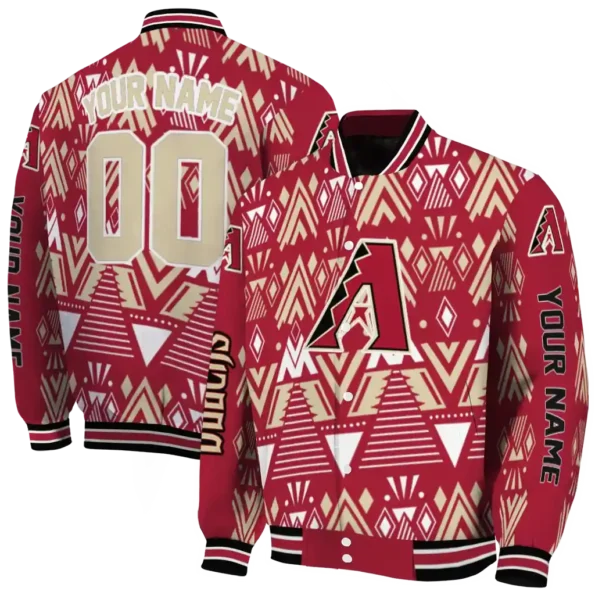 personalized arizona diamondbacks pyramid shapes red varsity jacket fashion forward