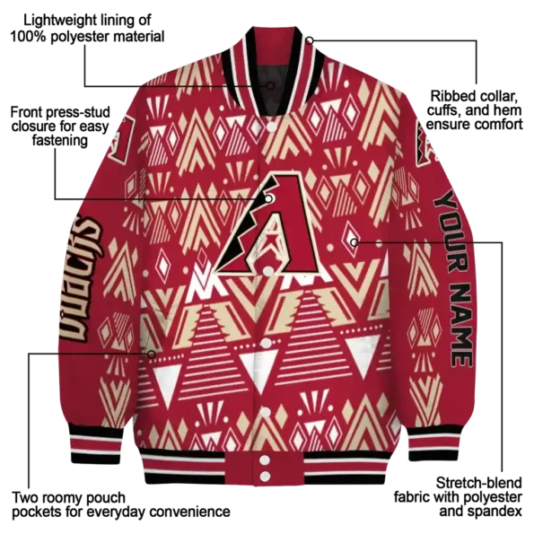 personalized arizona diamondbacks pyramid shapes red varsity jacket new arrival