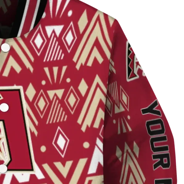 personalized arizona diamondbacks pyramid shapes red varsity jacket premium grade