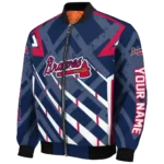 personalized atlanta braves chevron angles navy bomber jacket best selling