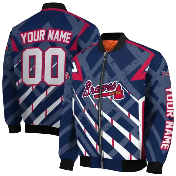 personalized atlanta braves chevron angles navy bomber jacket fashion forward
