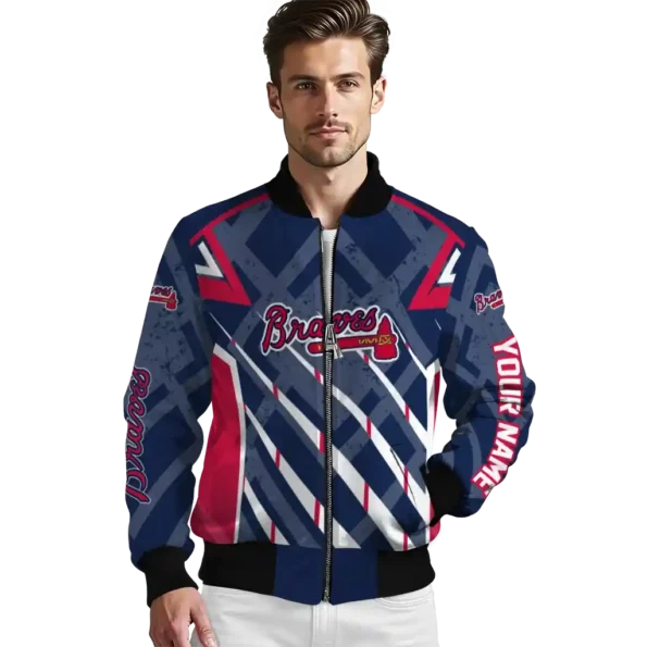 personalized atlanta braves chevron angles navy bomber jacket high quality