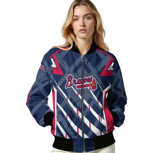 personalized atlanta braves chevron angles navy bomber jacket latest model