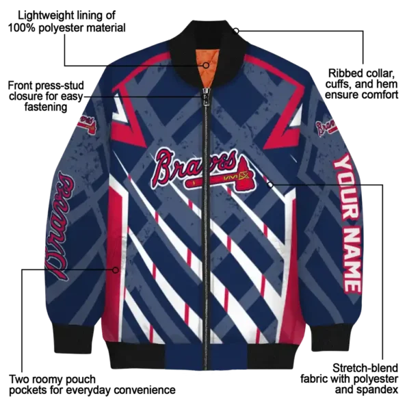 personalized atlanta braves chevron angles navy bomber jacket new arrival