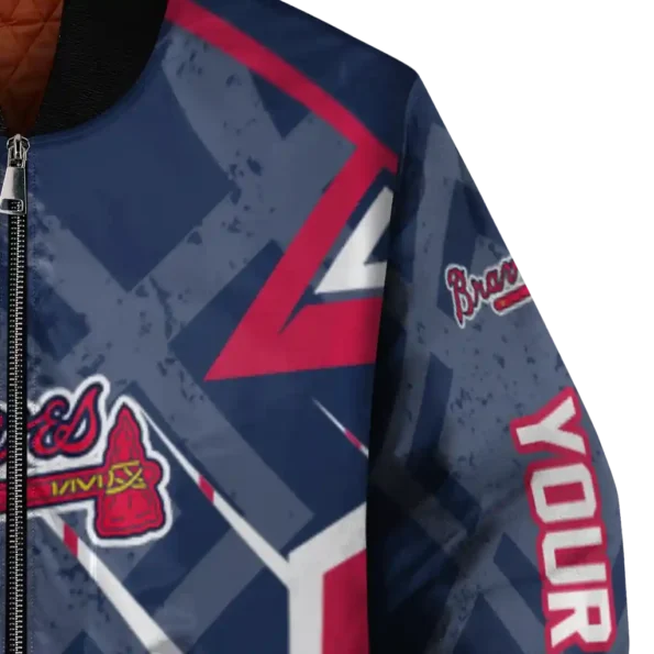personalized atlanta braves chevron angles navy bomber jacket premium grade