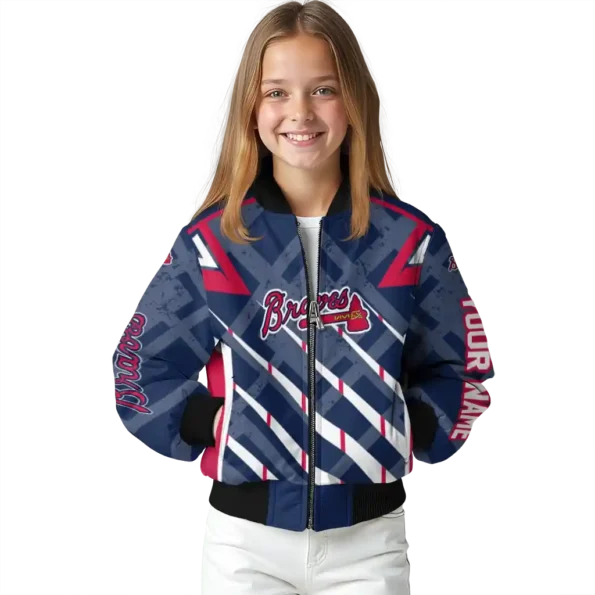 personalized atlanta braves chevron angles navy bomber jacket top rated
