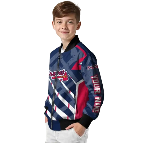 personalized atlanta braves chevron angles navy bomber jacket trendy