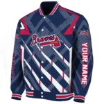 personalized atlanta braves chevron angles navy varsity jacket best selling