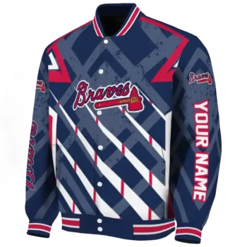 personalized atlanta braves chevron angles navy varsity jacket best selling