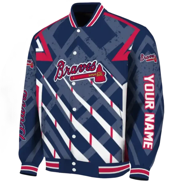 personalized atlanta braves chevron angles navy varsity jacket best selling