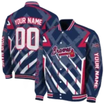 personalized atlanta braves chevron angles navy varsity jacket best selling