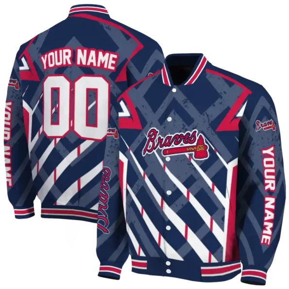 personalized atlanta braves chevron angles navy varsity jacket fashion forward