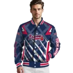 personalized atlanta braves chevron angles navy varsity jacket best selling