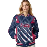 personalized atlanta braves chevron angles navy varsity jacket best selling