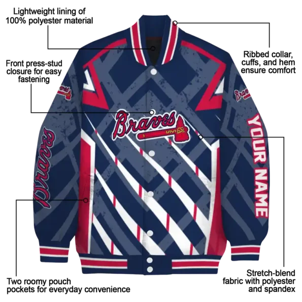 personalized atlanta braves chevron angles navy varsity jacket new arrival