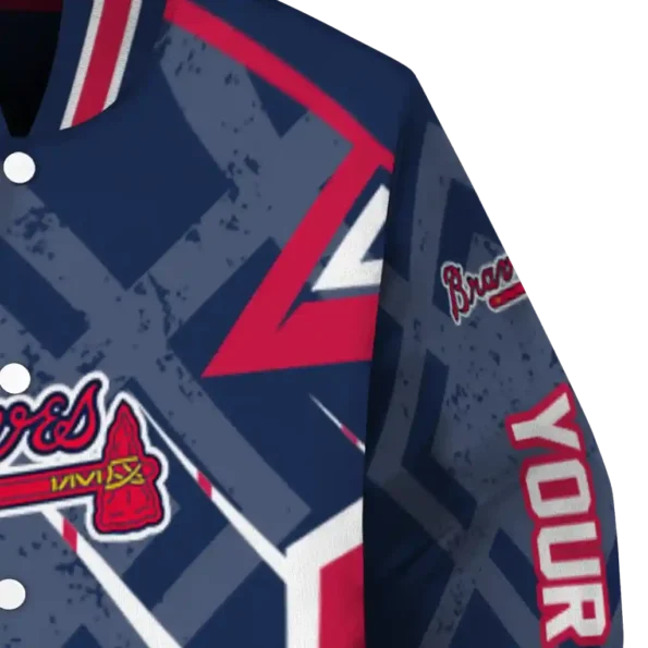 personalized atlanta braves chevron angles navy varsity jacket premium grade