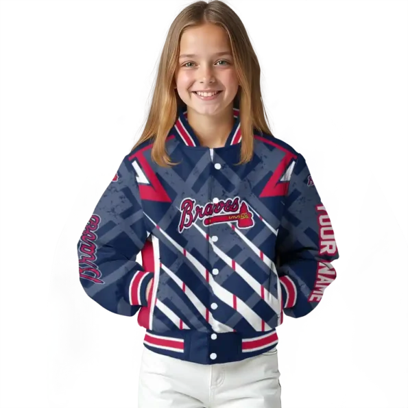 personalized atlanta braves chevron angles navy varsity jacket top rated