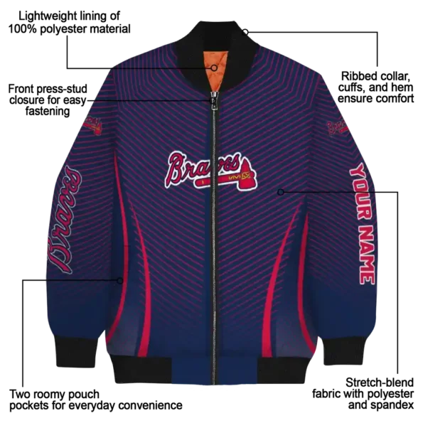 personalized atlanta braves chevron arrow navy bomber jacket new arrival.webp