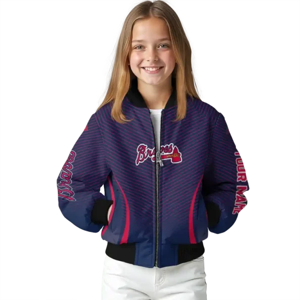 personalized atlanta braves chevron arrow navy bomber jacket top rated.webp