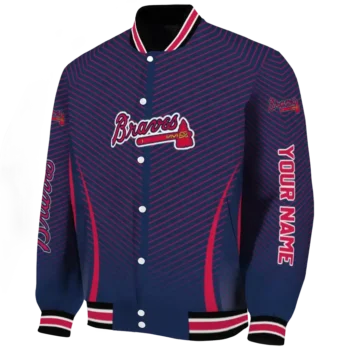 personalized atlanta braves chevron arrow navy varsity jacket best selling