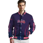 personalized atlanta braves chevron arrow navy varsity jacket best selling