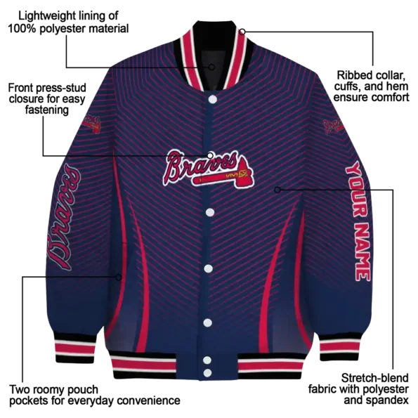 personalized atlanta braves chevron arrow navy varsity jacket new arrival