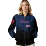 personalized atlanta braves flame border navy black bomber jacket best selling.webp