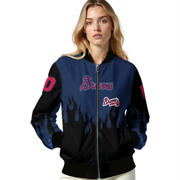 personalized atlanta braves flame border navy black bomber jacket latest model.webp