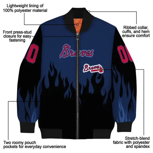 personalized atlanta braves flame border navy black bomber jacket new arrival.webp