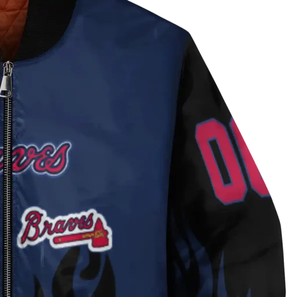 personalized atlanta braves flame border navy black bomber jacket premium grade.webp