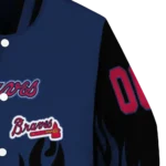 personalized atlanta braves flame border navy black varsity jacket best selling