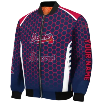 personalized atlanta braves hexagon grid navy bomber jacket best selling