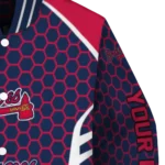 personalized atlanta braves hexagon grid navy varsity jacket best selling