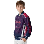 personalized atlanta braves hexagon grid navy varsity jacket best selling