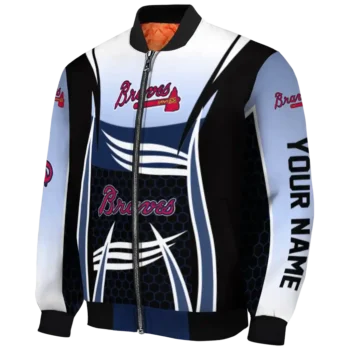 personalized atlanta braves mesh effect navy black bomber jacket best selling