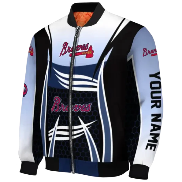 personalized atlanta braves mesh effect navy black bomber jacket best selling