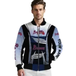 personalized atlanta braves mesh effect navy black bomber jacket best selling