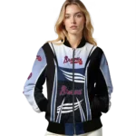 personalized atlanta braves mesh effect navy black bomber jacket best selling