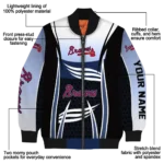 personalized atlanta braves mesh effect navy black bomber jacket best selling