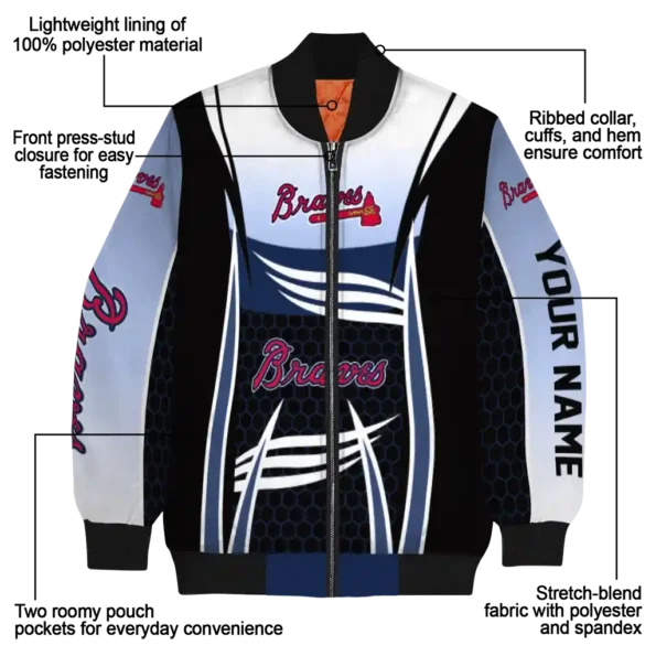 personalized atlanta braves mesh effect navy black bomber jacket new arrival
