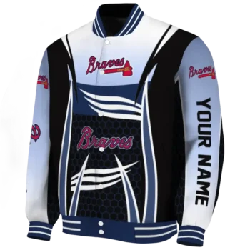 personalized atlanta braves mesh effect navy black varsity jacket best selling