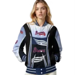 personalized atlanta braves mesh effect navy black varsity jacket best selling