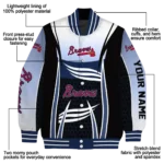 personalized atlanta braves mesh effect navy black varsity jacket best selling