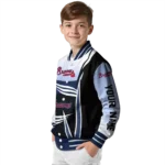 personalized atlanta braves mesh effect navy black varsity jacket best selling